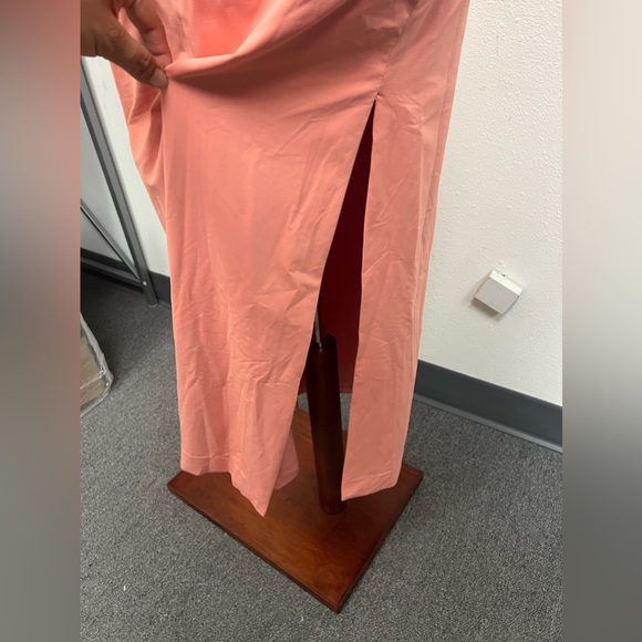 Bardot Orange Peach Stretch Halter Midi Slit Dress Guilia Size Small - Picture 10 of 12